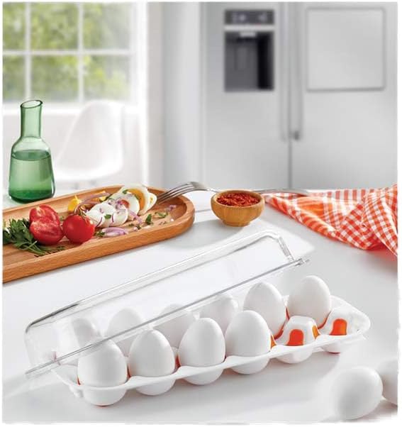 Q-lux Egg Saver Box| BPA Free Fridge Organizer with Lid & Handles | Refrigerator Storage Container | 12 Egg Tray L-00628 - Anthracite Orange