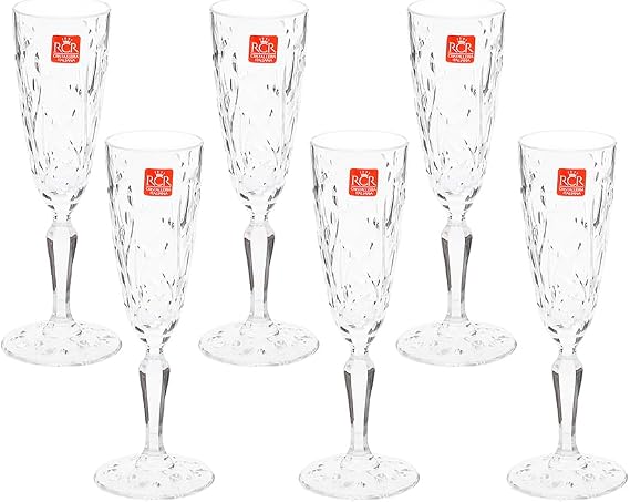 RCR Laurus Crystal Flute Set of 6 Pieces 160ml - Transparent