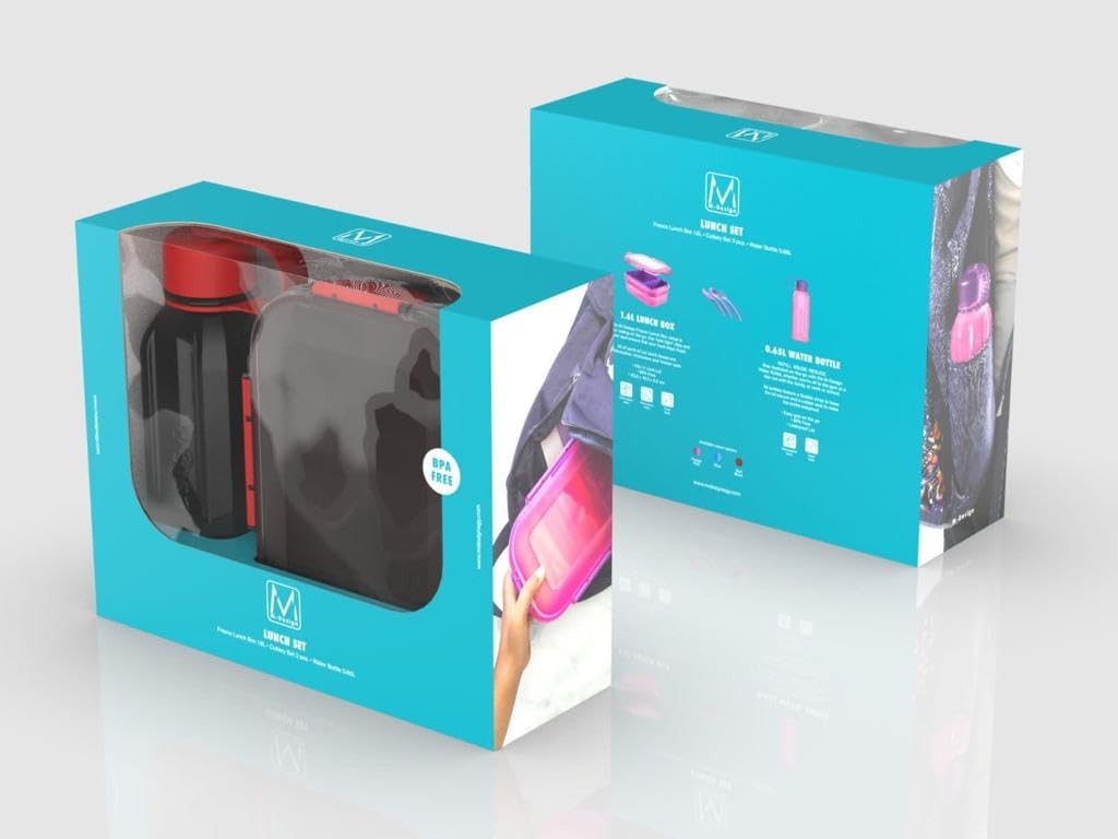 " M-Design Lunch Set - 1.1L Box, 500ml Water Bottle & 3pc"