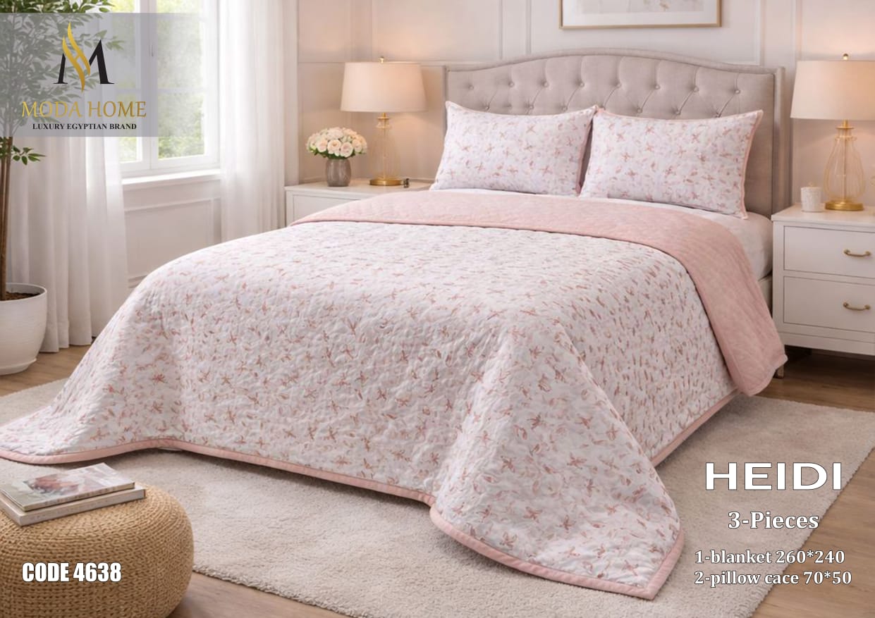 MODA HOME Heidi Butterflies 3-piece quilted bedding set with butterfly pattern, 240x260 cm for a cozy bedroom look.