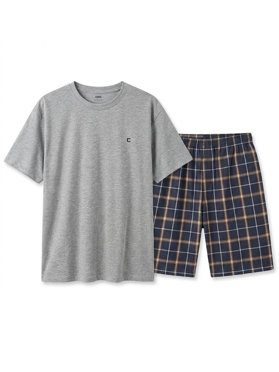 Men's Dahab COOL Basic T-shirt Karoh Short pajama set with half sleeves and shorts, perfect for summer 2026.