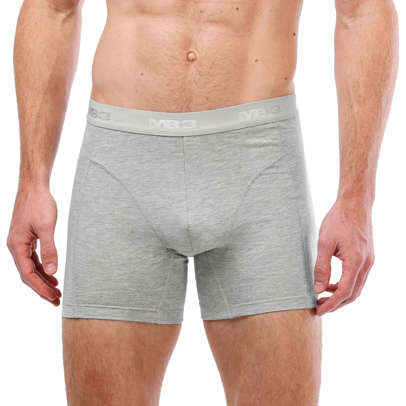 Men's lycra boxer briefs from MB3, showcasing the comfortable fit and smooth fabric in a close-up image.