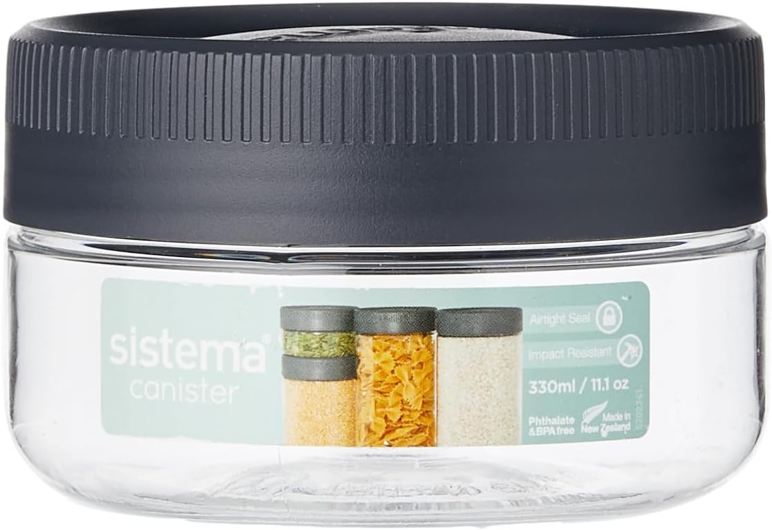 " Sistema Ultra Collection Round Food Storage Container, 11.1 oz./0.3 L, Clear/White/Gray "
