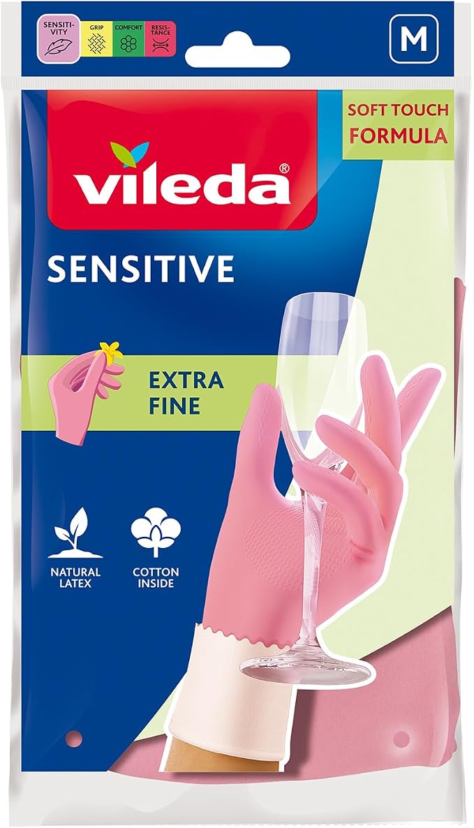 "Vileda, Sensitive Gloves, Pink, Medium, PK27904 "