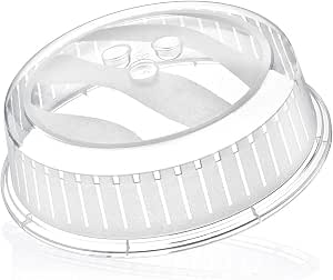 "Dunya Ventilated Microwave Food Plate Dish Cover Kitchen Cooking Lid Made of durable plastic BAP Free and Non-Toxic (Transparent) "