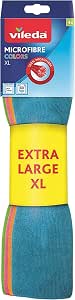 "Vileda 06694-31-2-231 Multi-Purpose Cloths for Glass, Bathroom, Kitchen, Furniture, Microfibre, Assorted Colours, XL, 36 x 34 cm, 4 Pieces"