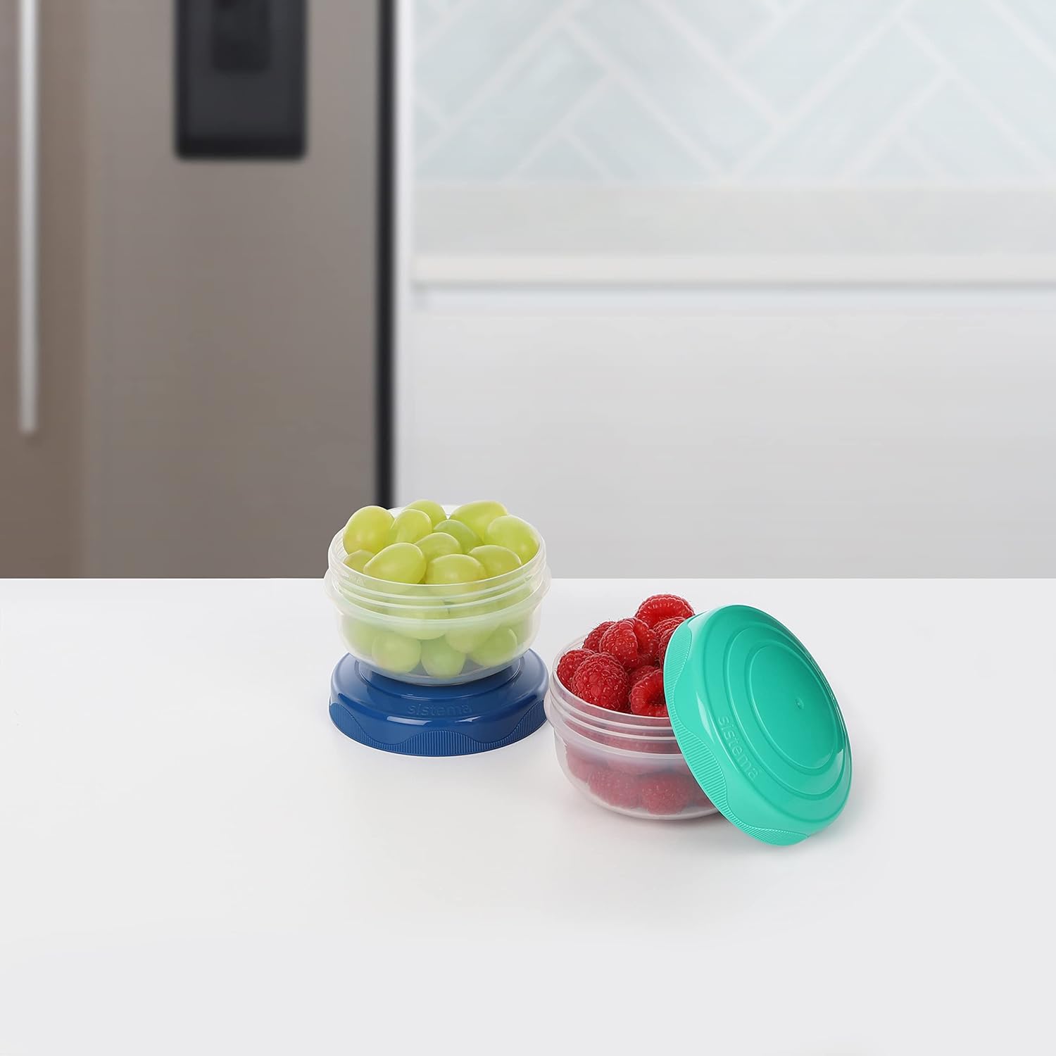 " Sistema TO GO PortionPod Food Storage Containers, Small Snack Pots, BPA - Free, Assorted Colours, 2 x 210 ml "
