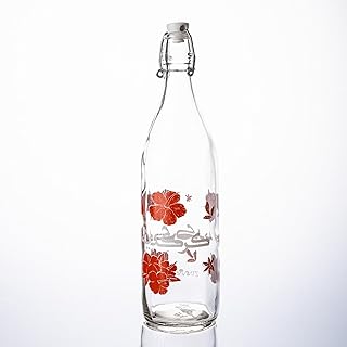 " Zinnia Glass Water Bottle Print "