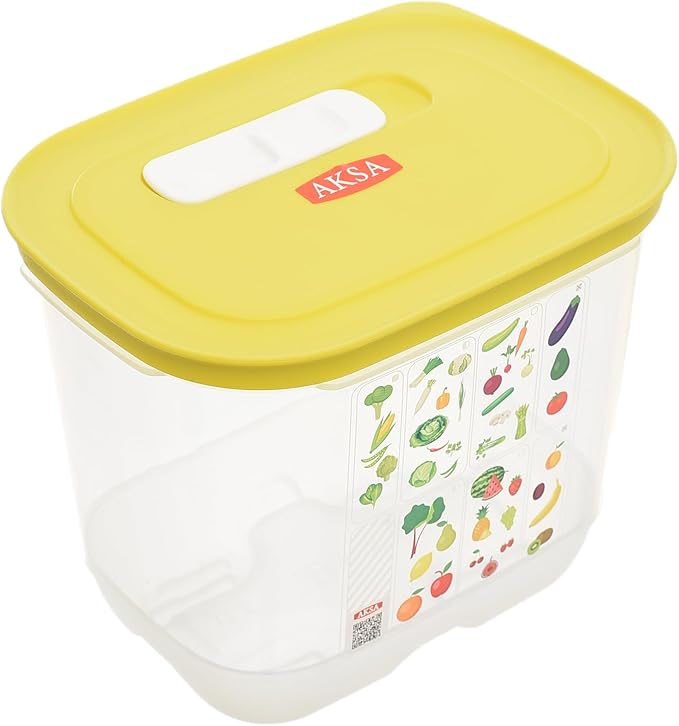 " Aksa Plastic Rectangular Veggie Container, 2 Liter Capacity, Clear "