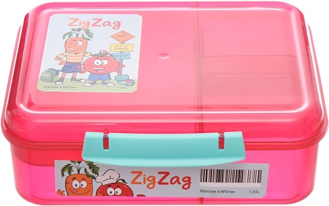 ZINNIA - Plastic ZigZag Lunch Box - 1.65 Liter - Fushia