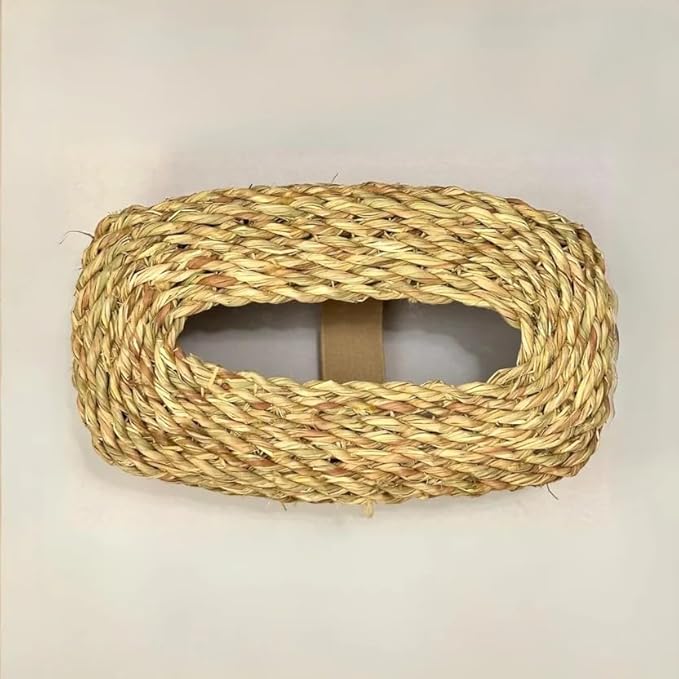 " Halfa Facial Tissue Box Cover, Natural Woven palm fronds, Rectangular Tissue Holder "