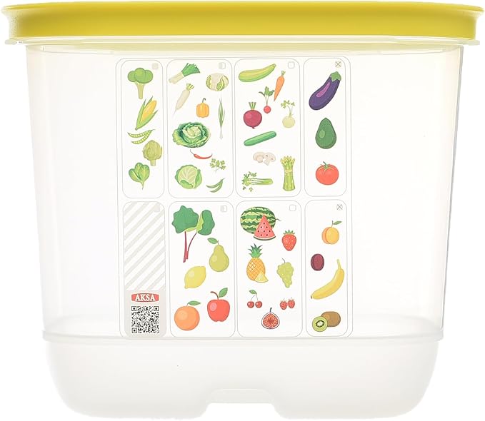 " Aksa Plastic Rectangular Veggie Container, 2 Liter Capacity, Clear "