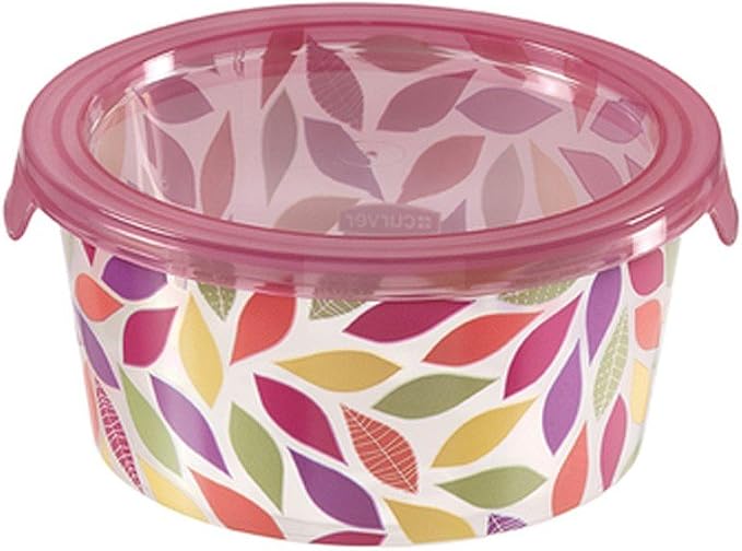 Curver "deco chef leaves motif round food container, burnt, 0.5 litre