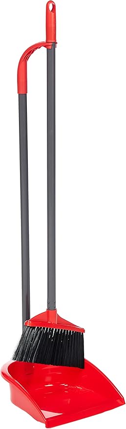 "Vileda Dustpan and Broom Set with Long Handle, Household Sweeping Kit, Dense Bristles, Indoor & Outdoor Cleaning"
