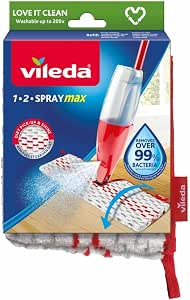 "Vileda 1-2 Spray Max Mop Refill, Washable Microfibre Pad, Pack of 1, Compatible with Spray Max Mop System"