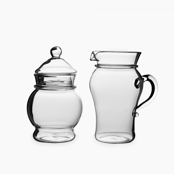 "ZINNIA Double glass sugar and milk set, 2 pieces "
