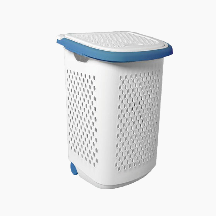 AKSA / Plastic ( Nova Laundry Basket w/cover / trolley wheel/ 2 hands ) 60 x 35 cm )B