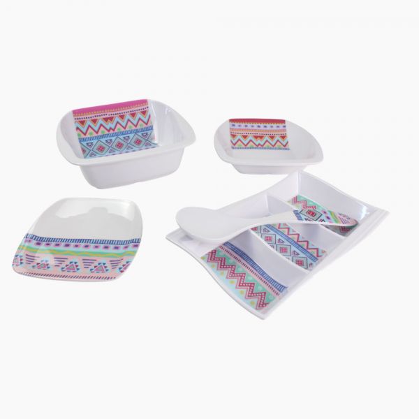 "Zinnia Kilim 38 Piece Square Melamine Set "
