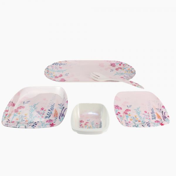 "Zinnia ROSETTE 38 Piece Square Melamine Set "