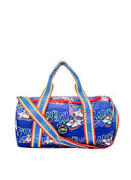 CUBS Surf Sharks medium duffel bag made of durable fabric with a bold surf shark design, ideal for travel or gym use.