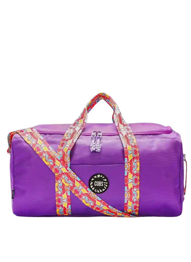 Purple Galaxy Weekender shoulder bag by CUBS with spacious design and adjustable strap, featuring galaxy-inspired pattern and durable material.