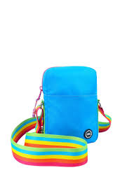 Cubs blue and fuchsia crossbody bag with adjustable strap and zipper closure, stylish accessory for casual and trendy outfits.
