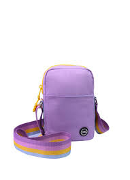 CUBS lilac and yellow cross body bag with adjustable strap and zip closure, stylish and lightweight for everyday use.