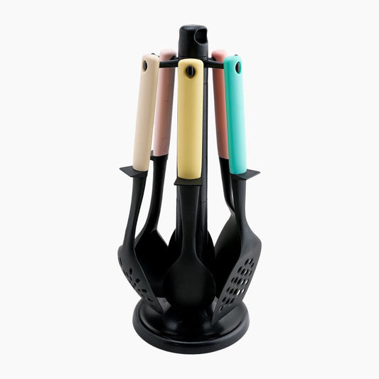 HOME TALES / Plastic ( 6-piece kitchen utensil set with roating stand )AA