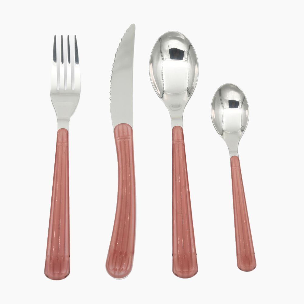 ZINNIA 24-piece cutlery set with forks, spoons, and knives arranged on a white background