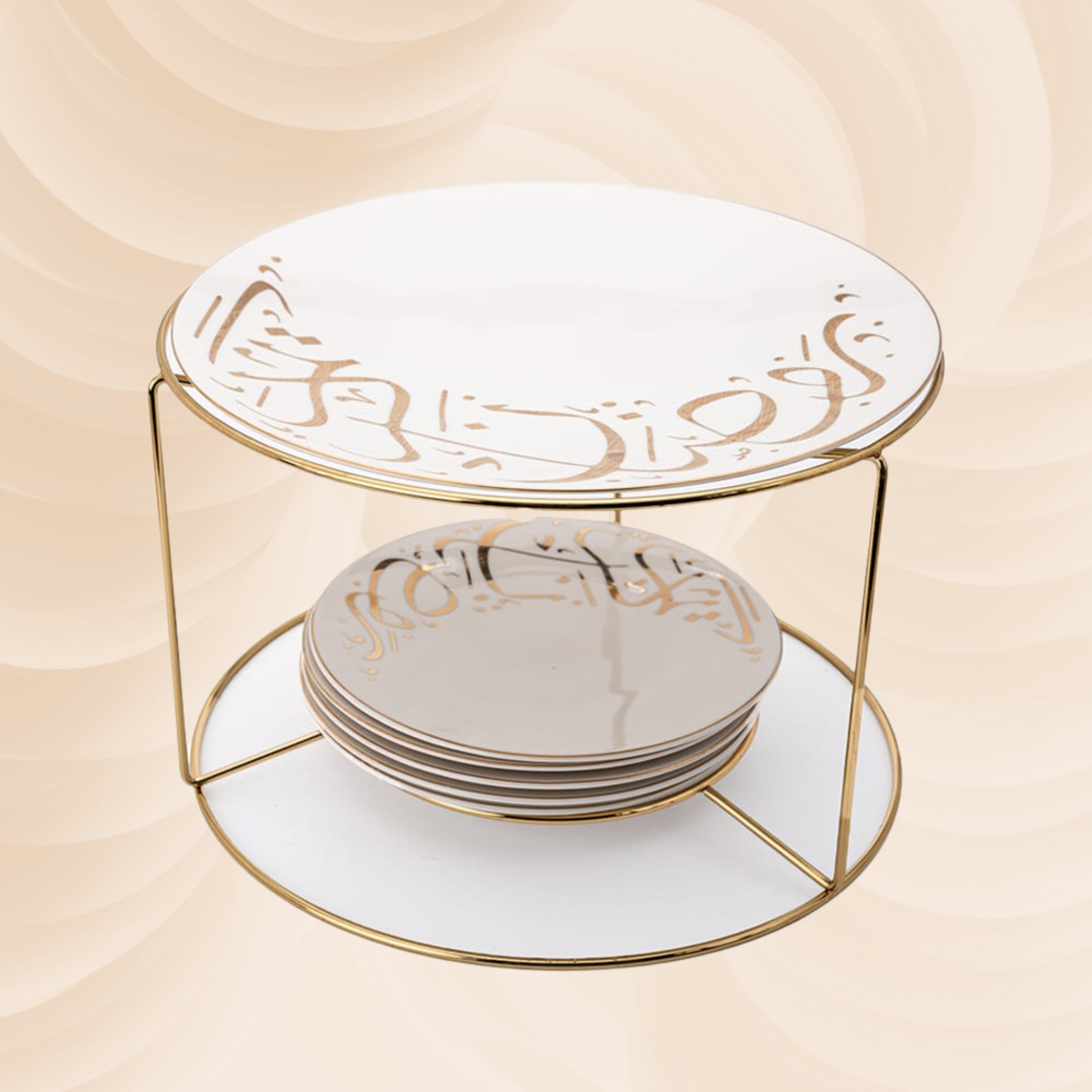 Set of decorative Ramadan-themed dessert and soup plates by ROSA, featuring colorful patterns and intricate designs for festive occasions.