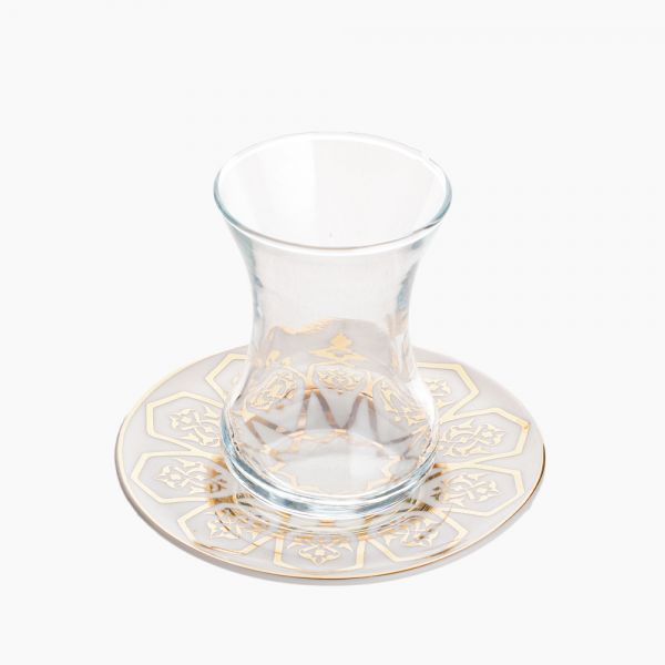 Rosa / Glass ( Golden Star Set of 6 coffee cup & 6 Porcelain saucer )