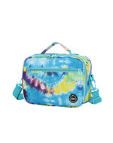 Tie Dye Purple And Turquoise cross body lunch bag