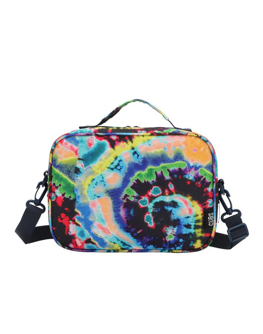 Black Tie Dye Swirls cross body lunch bag