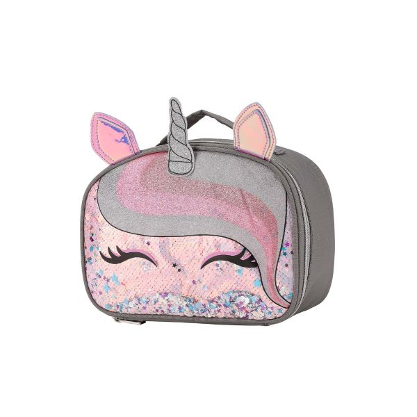 unicorn lashes glitter pocket purple/pink Sequin Lunch bag