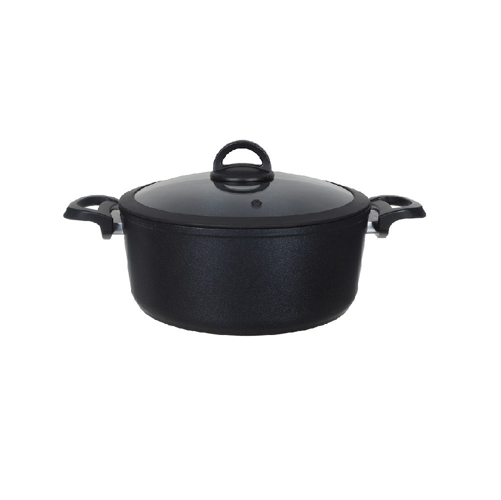 Biogranite Pot With Glass Lid Dark Stone Cookin 18 cm