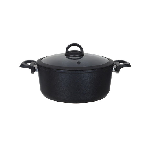 Biogranite Pot With Glass Lid Dark Stone Cookin 18 cm