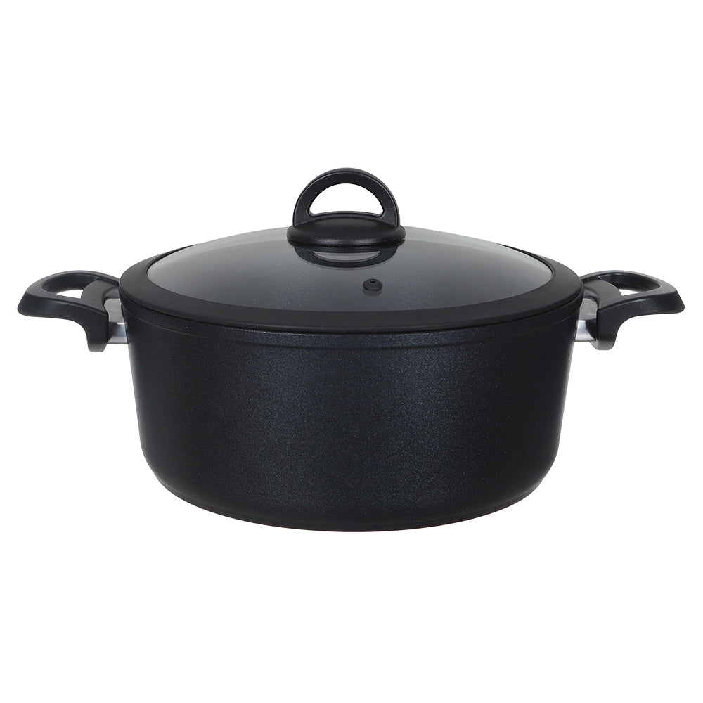 Biogranite Pot With Glass Lid Dark Stone Cookin 28 cm