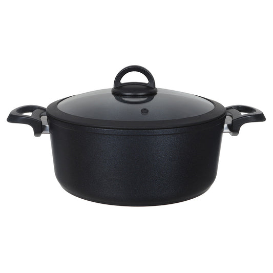 Biogranite Pot With Glass Lid Dark Stone Cookin 28 cm