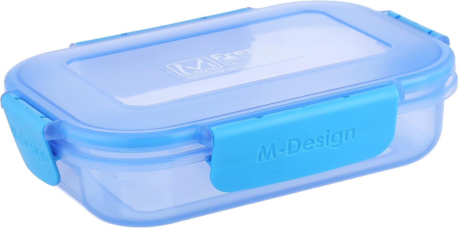 علبة غداء من تصميم إم، 600 مل - أزرق