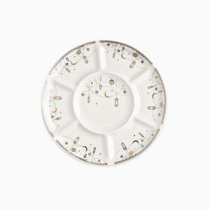 Rosa / Porcelain ( Farha Divided Serving Plate 30 cm / 7 Compartments )