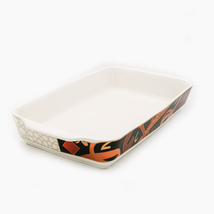 Rosa / Porcelain ( Calligraphy ( blue / red ) Large Rectangular Oven Dish 37 cm )