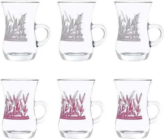 Coral spring طقم 6 استكانة شاي بيد