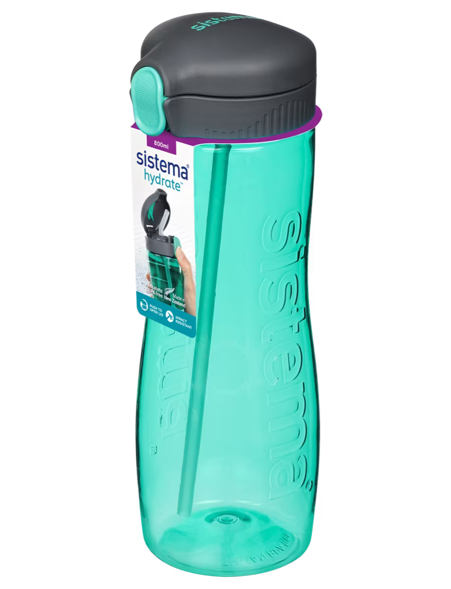 " Sistema Hydrate Quick Flip Water Bottle | 800 ml | BPA Free Water Bottle with Straw "
