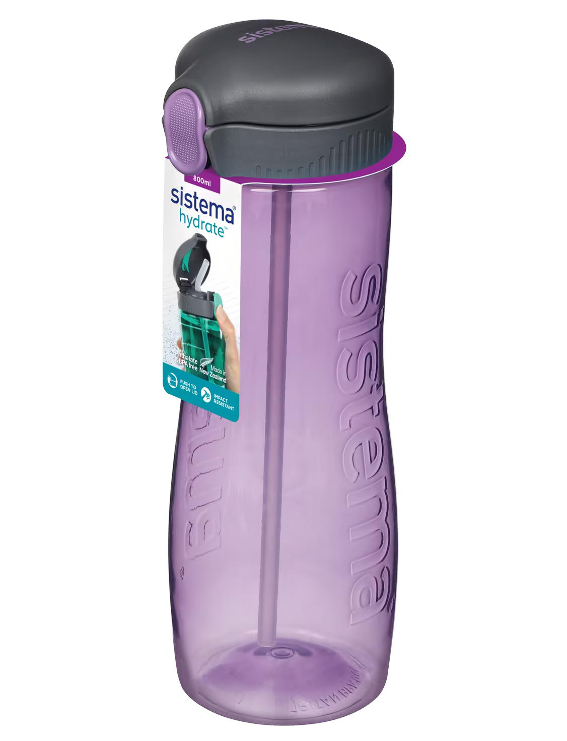 " Sistema Hydrate Quick Flip Water Bottle | 800 ml | BPA Free Water Bottle with Straw "