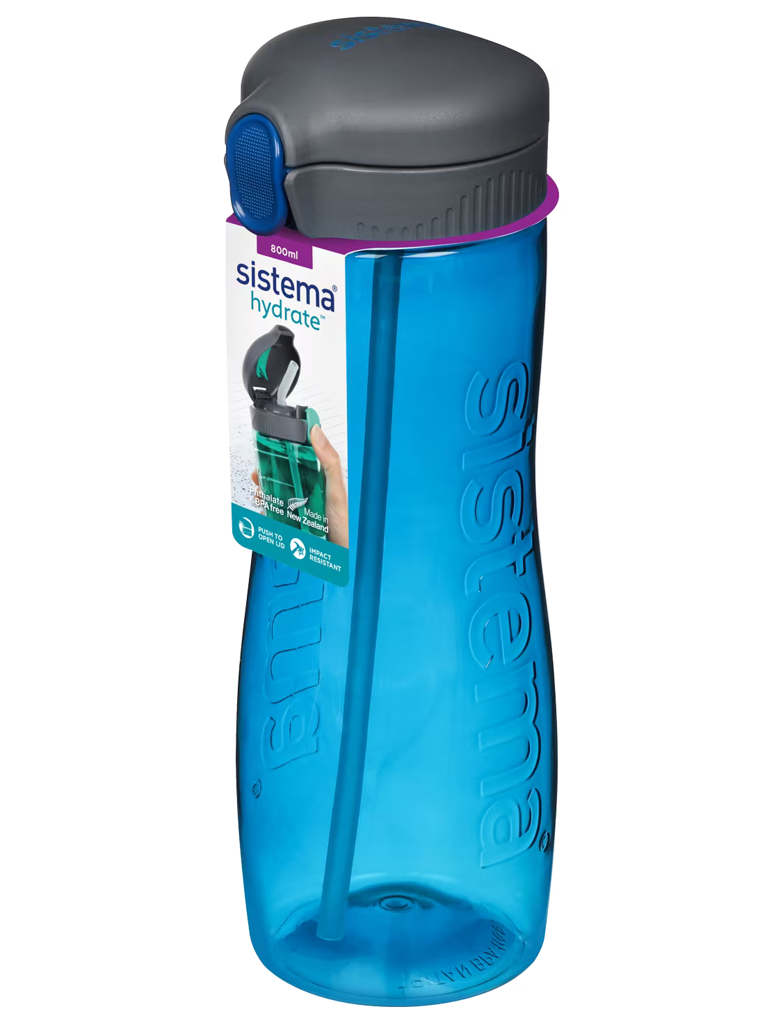 " Sistema Hydrate Quick Flip Water Bottle | 800 ml | BPA Free Water Bottle with Straw "