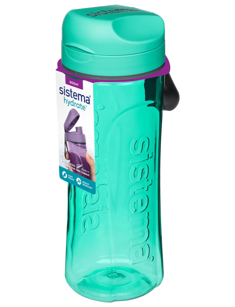 " Sistema Hydrate Tritan Swift Water Bottle | 600 ml | Leakproof Water Bottle | BPA-Free | Recyclable with Terra Cycle®| Assorted Colors "