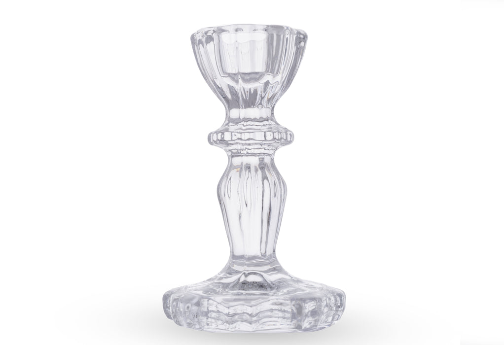 Imported Ribbed Glass Candelabra