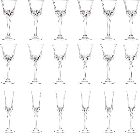 RCR Adagio Crystal Glass Wine Goblets 18-Pieces, Clear