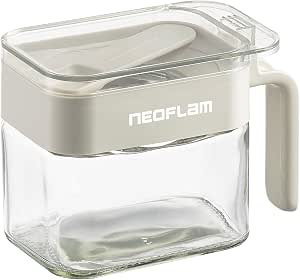 Neoflam seasoning container with handle off white sands color
