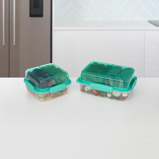 " Sistema Lunch Stack Square To Go Lunch Box | 1.24 L Food Container with Bento-Style Compartments | BPA-Free | Assorted Colors "